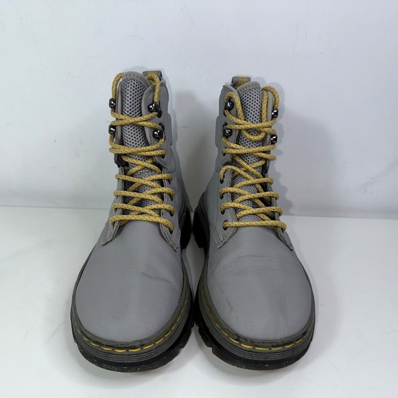Dr Martens Quinton Mid Grey Moto Combat Military Style Boots Mens 4 Women's 5 - Picture 6 of 15